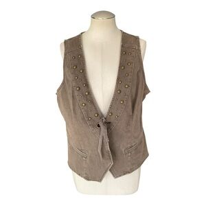 Christopher & Banks Studded Taupe Vest – Size Large